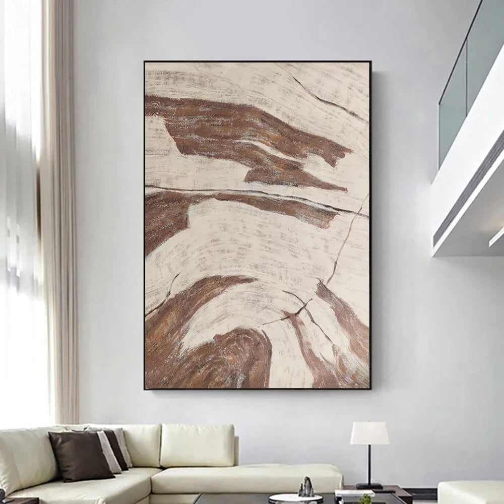 Handmade abstract oil painting on canvas in Morandi colours, rolled frameless wall art for living room or bedroom.
