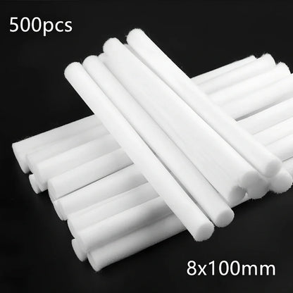 Pack of 7.5x125mm acetate fibre cotton swabs for humidifier wicks, trimmable length for stable fog output