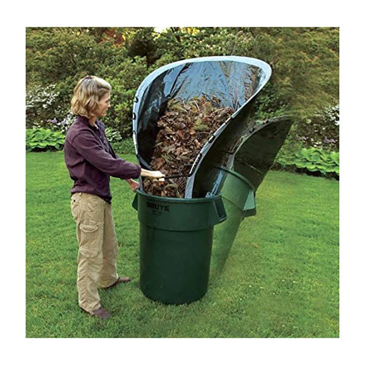 Green foldable dustpan leaf storage bag collector for garden cleanup