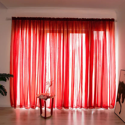 Simple modern balcony solid colour gauze curtain in beige showing light transmission effect