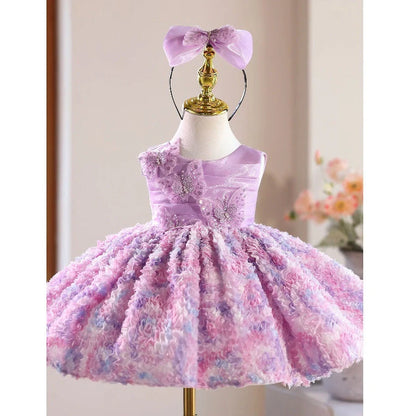 Purple multi-layer pettiskirt for girls with height options from 80cm to 150cm