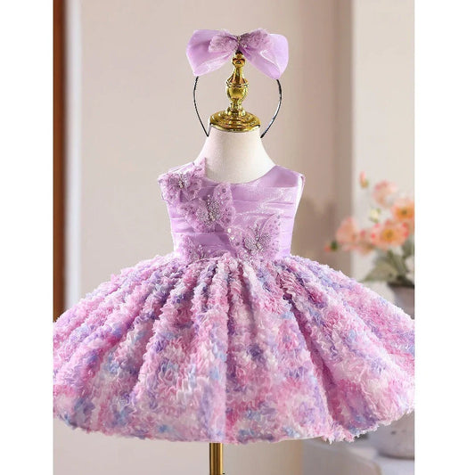 Purple multi-layer pettiskirt for girls with height options from 80cm to 150cm