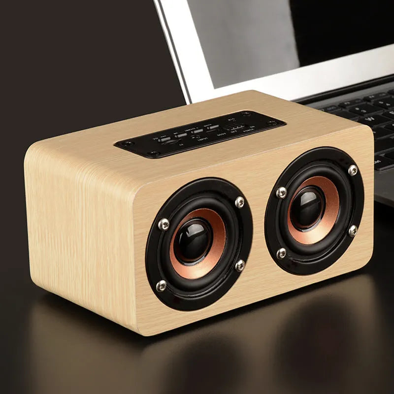 Wireless Bluetooth speaker W5 with wood shell, redwood or yellow wood grain, USB and card playback