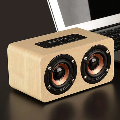 Wireless Bluetooth speaker W5 with wood shell, redwood or yellow wood grain, USB and card playback