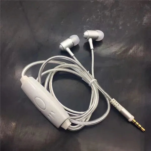 Blue Magic Light LED earphones with aluminium alloy shells and glowing EL lights, connected to a 3.5mm plug
