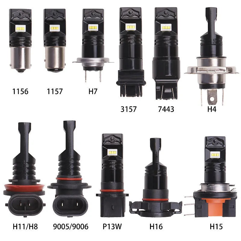 9005/9006 CSP LED automotive fog light bulb with aviation aluminium housing and six white LEDs