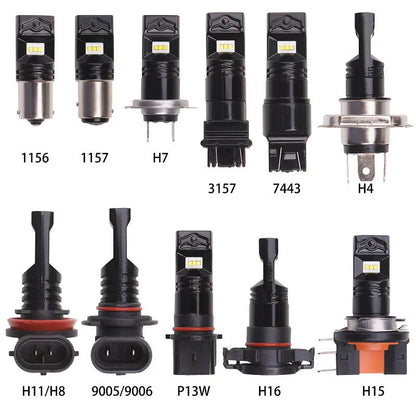 9005/9006 CSP LED automotive fog light bulb with aviation aluminium housing and six white LEDs