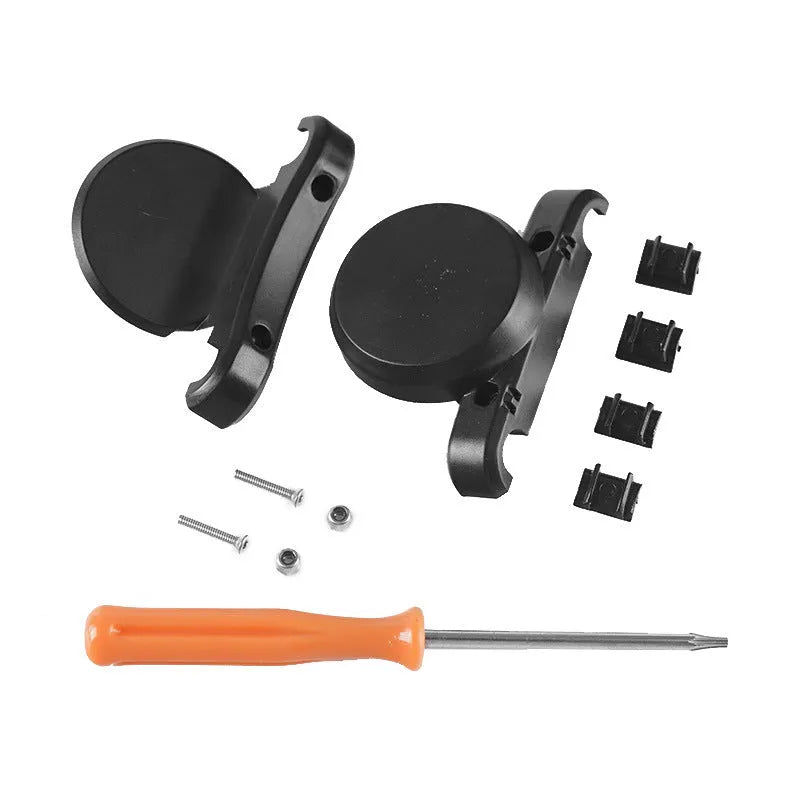 Black ABS plastic bicycle tracking locator bracket with anti-theft hardware for seat bow mounting