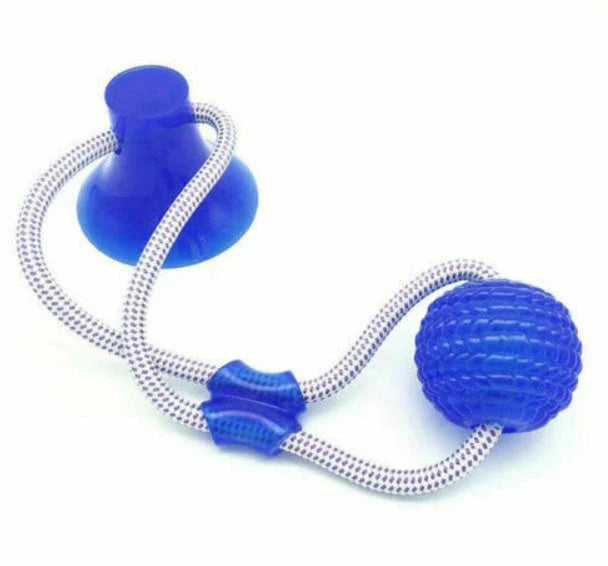 Multi-function dog chew toy with colorful rubber and cotton fiber rope for dental care and playtime
