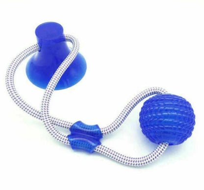 Multi-function dog chew toy with colorful rubber and cotton fiber rope for dental care and playtime