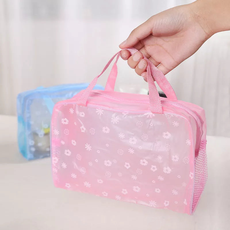 Waterproof PVC cosmetic bag in multiple colors for travel organization