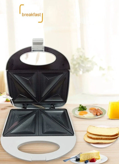 White 220V double-sided sandwich machine with 110×130mm baking trays and 750W power rating