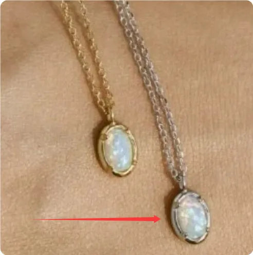 Oval jelly opal pendant necklace in 925 silver with gold or white gold plating