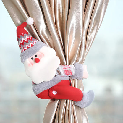 Christmas curtain tieback measuring 34cm by 27cm with Santa snowman reindeer designs