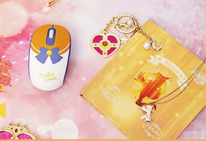 Sailor Moon wireless computer mouse with cartoon character design, USB receiver, and measurement showing 100mm length