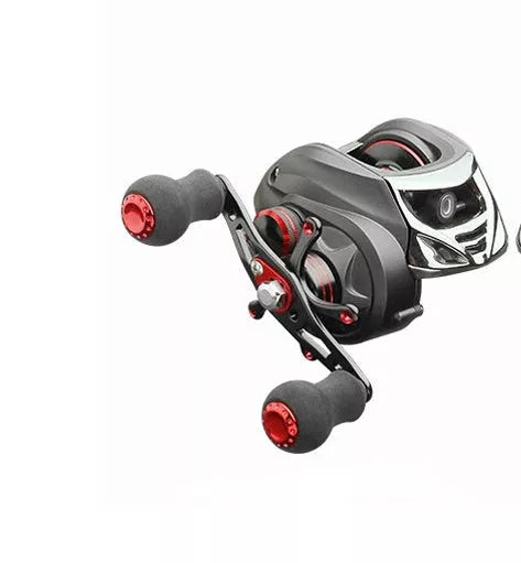 Black magnetic brake fishing reel for precise casting in diverse environments