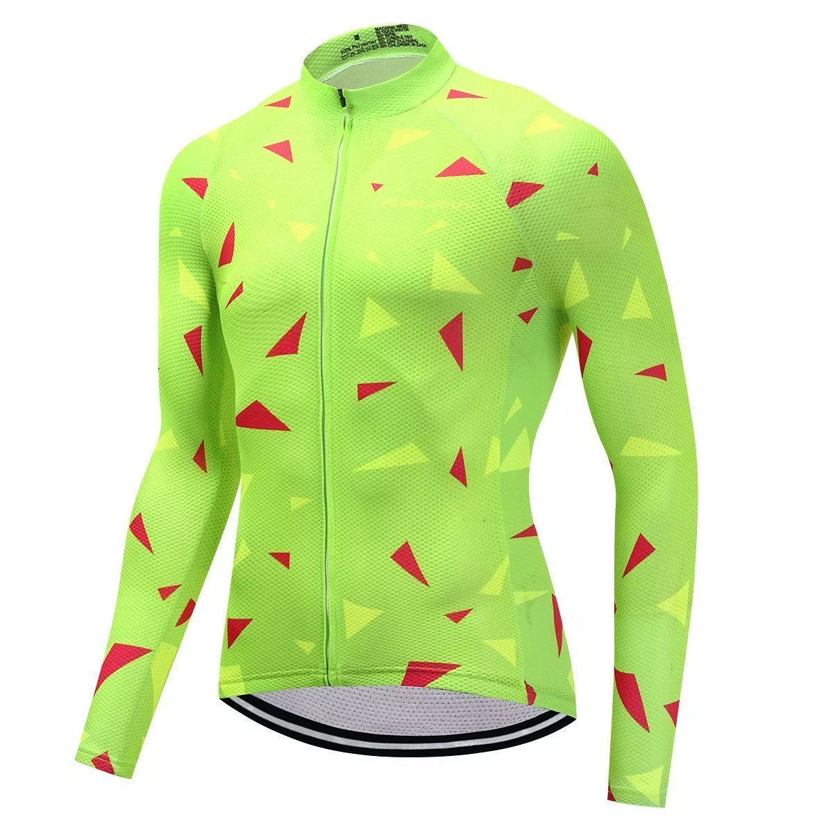 Long Sleeve Cycling Jersey - LimeLines with ultra-thin breathable fabric and back pockets