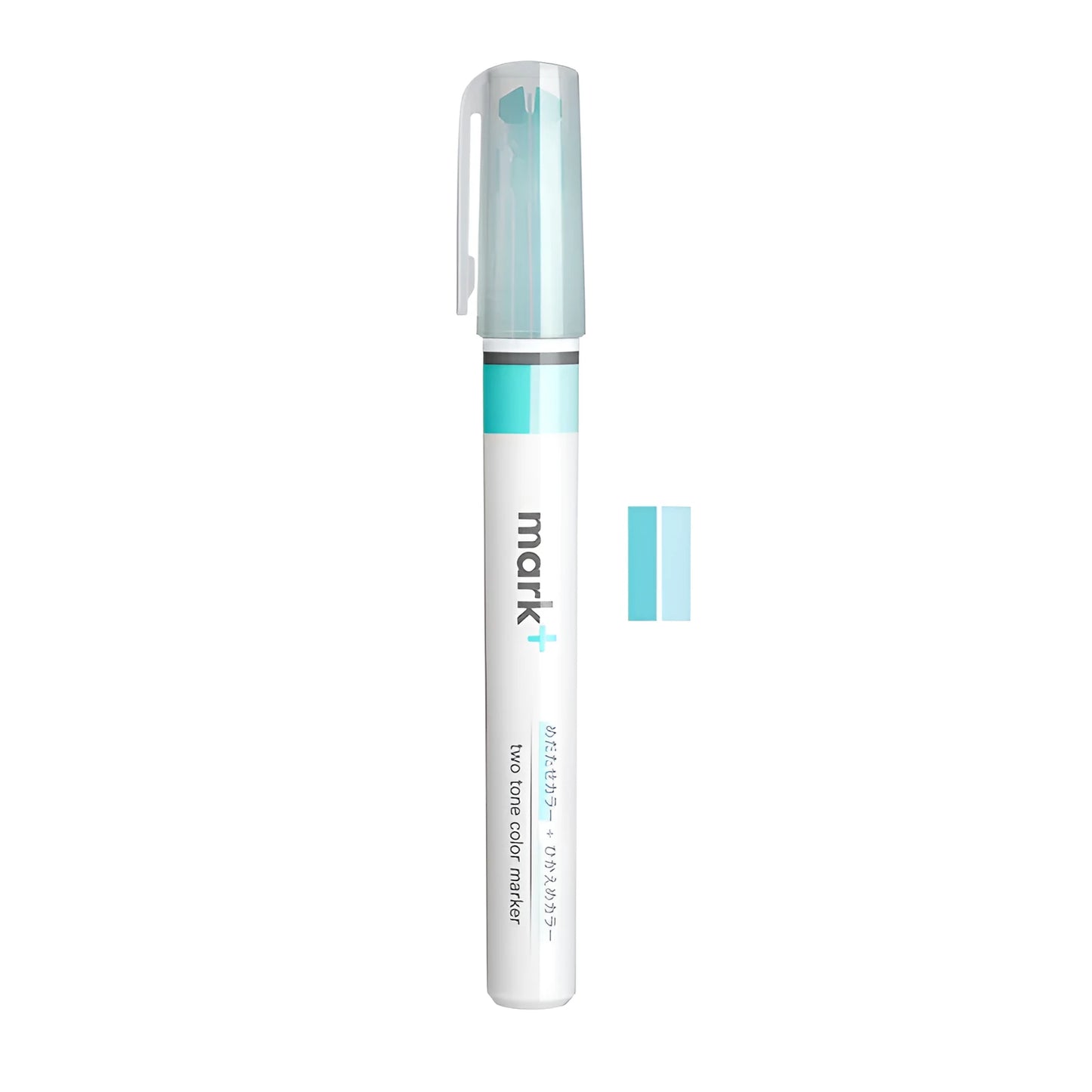 Mark+ series fibre-tip highlighter marker pen in six colours showing 15mmx131mm size