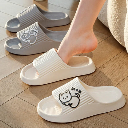 Women's cat design platform slippers in EVA material available in seven colours with non-slip sole