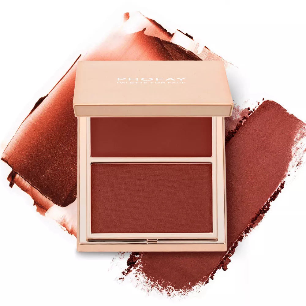PHOFAY Double-Take Cream & Powder Blush Duo for natural contouring and highlighting