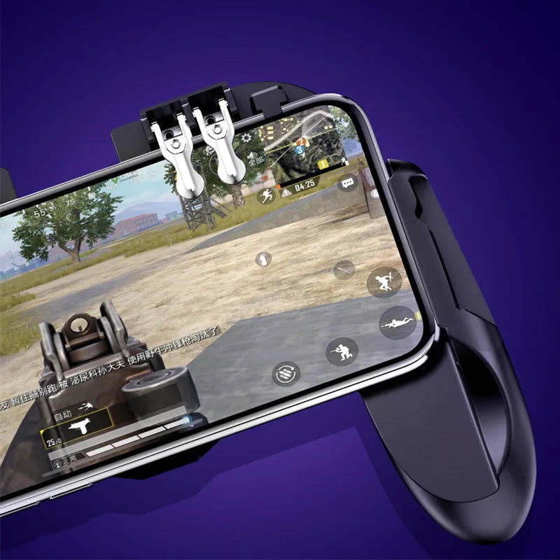 Six Fingers Eating Chicken Gamepad ABS Zinc Alloy Mobile Phone Controller with Bracket USB Force Feedback Vibration for Smartphone Gaming Black Red Yellow