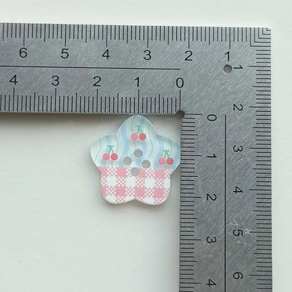 DIY acrylic button with cartoon plaid design measuring 2cm diameter for clothing customisation projects