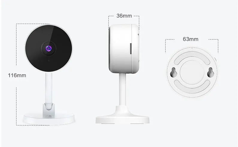 White gun-shaped Flash Fish WiFi home security camera on a table.