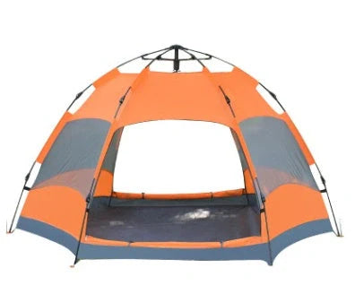 Automatic Hexagonal Tent for group camping with double-layer protection