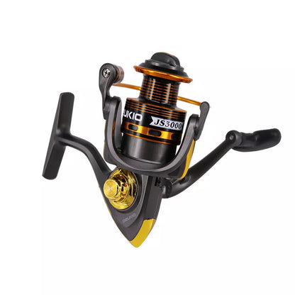 Durable metal head fishing reel with smooth retrieval mechanism