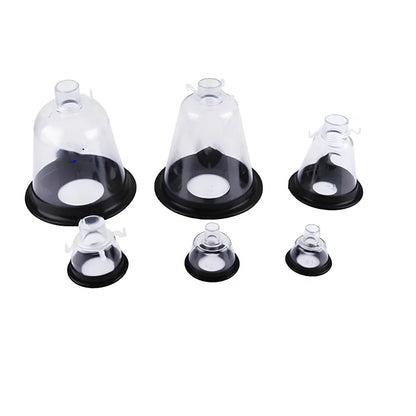 Clear plastic veterinary oxygen mask for pet respiratory treatment with adjustable straps