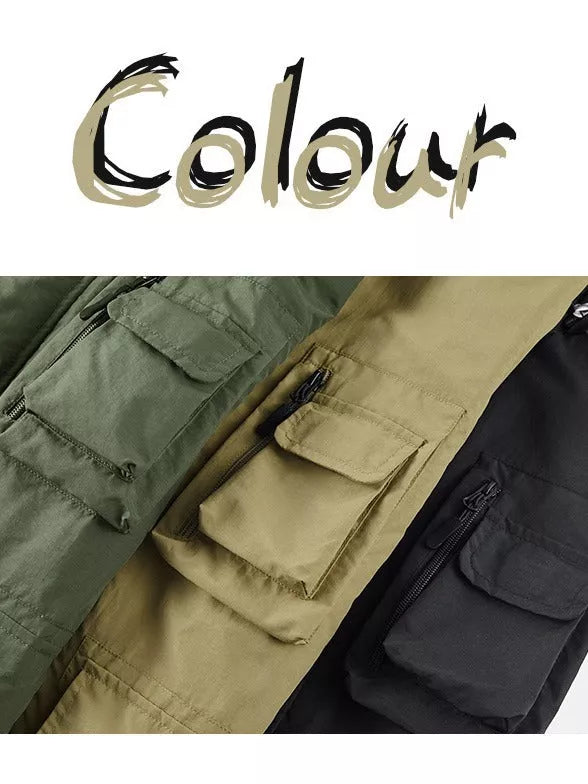 Outdoor Shell Jacket Overalls Jacket in Black, Army Green, Khaki with size patch pocket