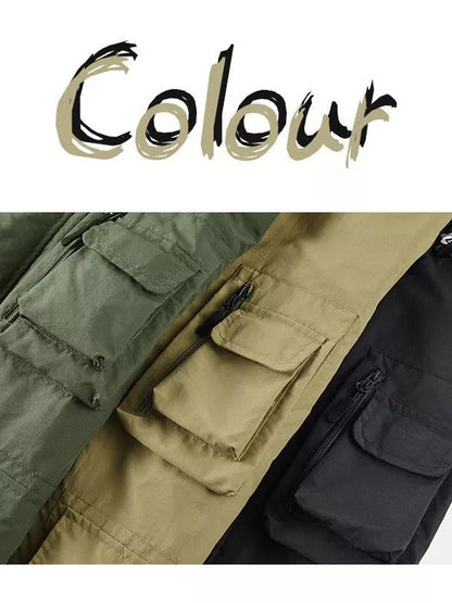 Outdoor Shell Jacket Overalls Jacket in Black, Army Green, Khaki with size patch pocket