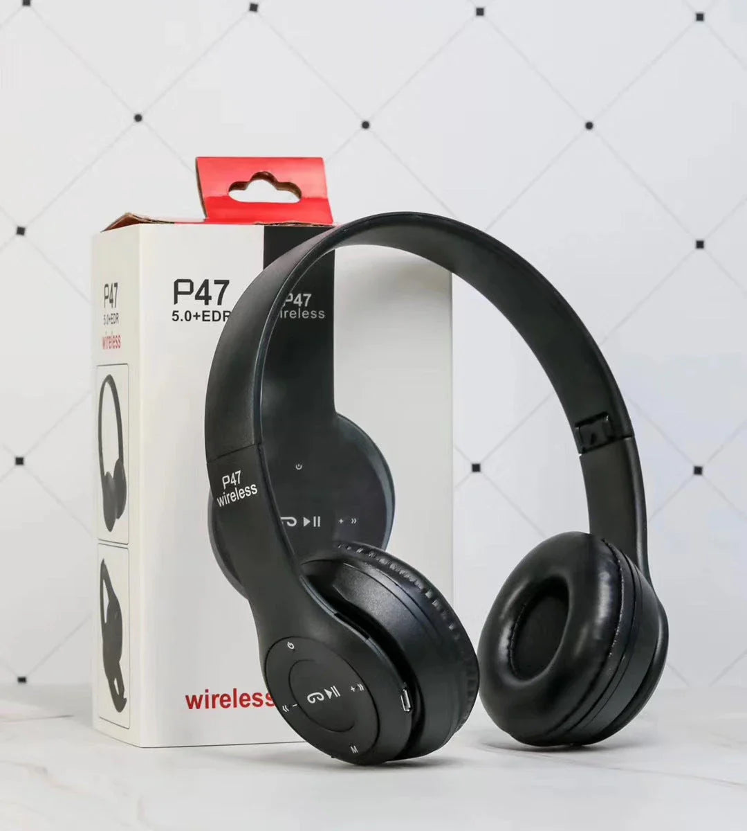 Wireless Bluetooth headphones with powerful 40mm drivers, plush over-ear cushions, and foldable design for versatile audio enjoyment