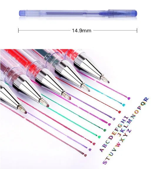Pack of colour gel pens with 2.2mm large inner diameter for smooth writing, shown in bulk quantity.