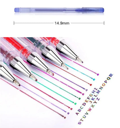 Pack of colour gel pens with 2.2mm large inner diameter for smooth writing, shown in bulk quantity.