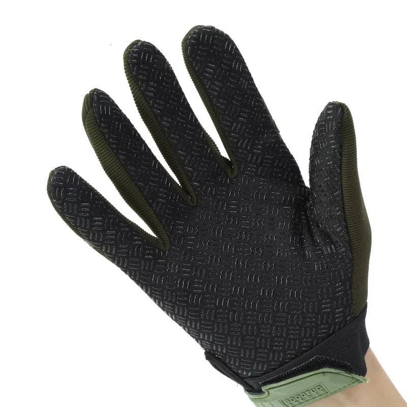 Camouflage full finger gloves for outdoor activities with durable staircase cloth and microfiber fabric