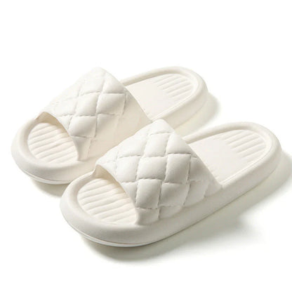 Stylish and comfortable EVA slippers with unique rhombus design, available in various colors for indoor and bathroom use