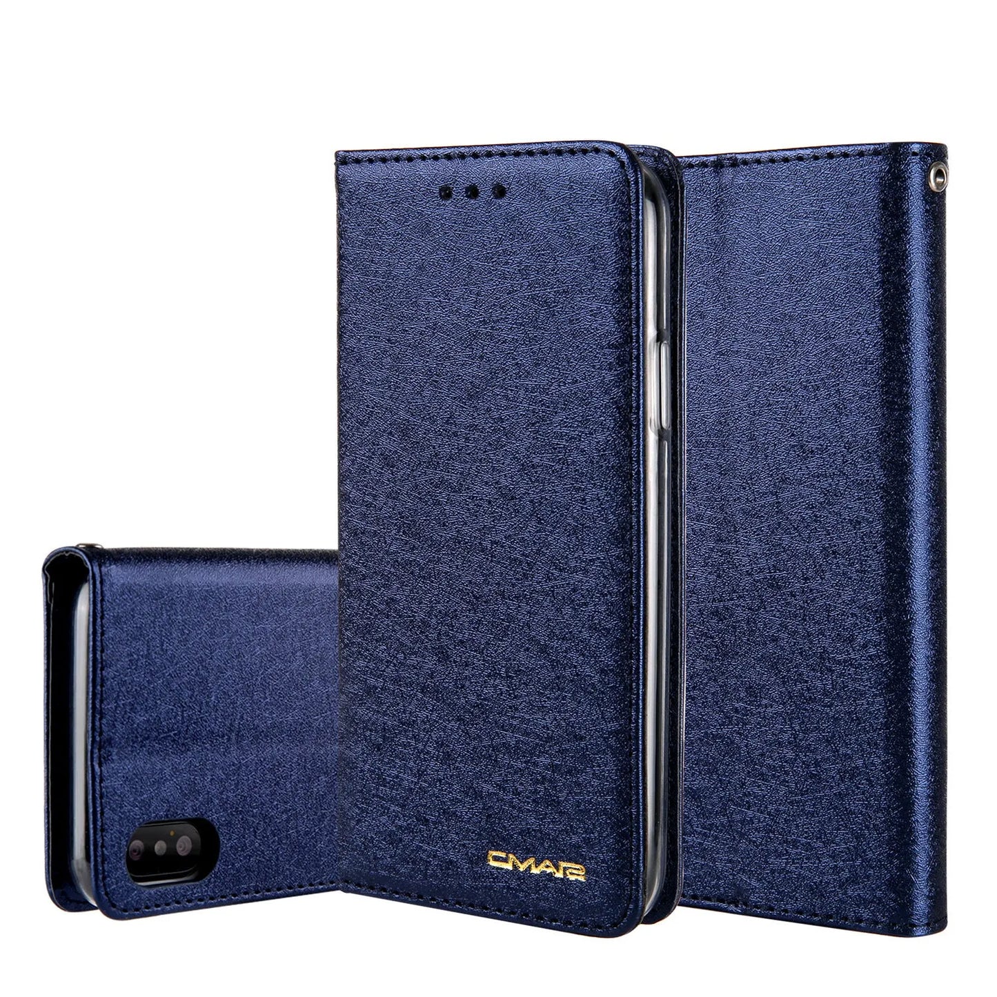 PU leather flip phone case with card slots for iPhone in multiple colour options