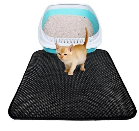 Versatile cat litter mat in different sizes and colors, featuring a dual-layer design to trap litter and protect floors