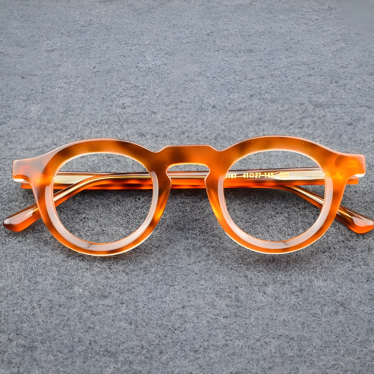 Hip-hop fashion glasses with a black plate frame, thick light-colour stitching, and a full rim box style.