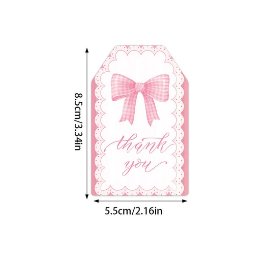 Birthday party gift label tags set with three bowknot styles, hemp rope, and 5cm x 7cm paper tags