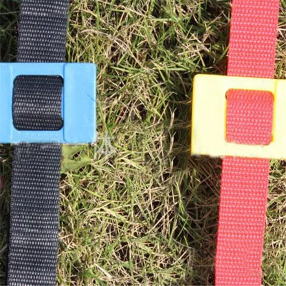 Durable polypropylene jump ladder for agility training in red, blue, and black