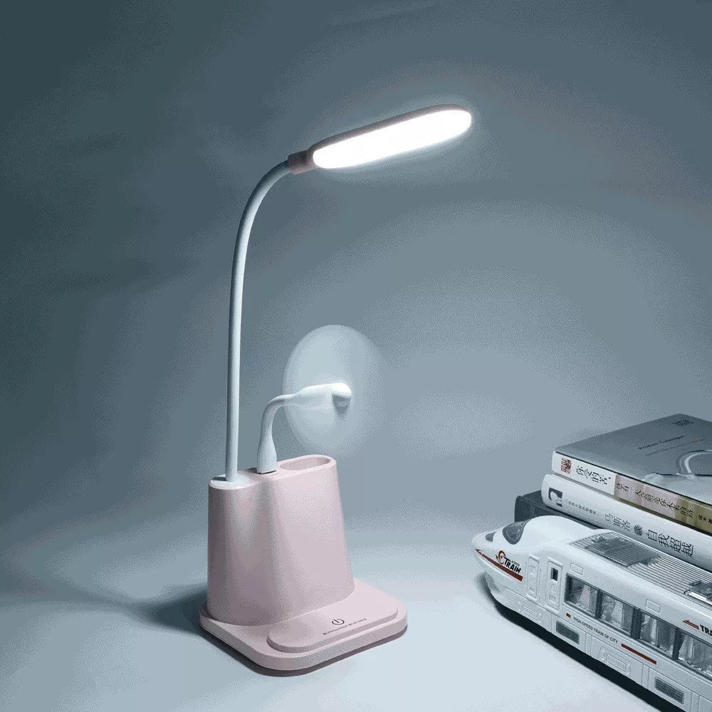 LED Rechargeable USB Desk Lamp with Phone Stand in white and pink options