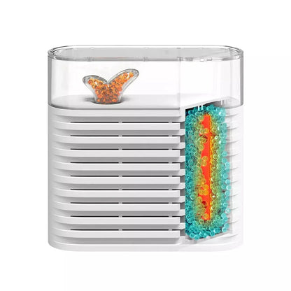 Recyclable cabinet dehumidification box with transparent top and color-changing moisture indicator