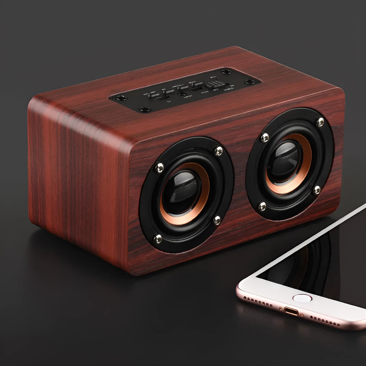 Wireless Bluetooth speaker W5 with wood shell, redwood or yellow wood grain, USB and card playback