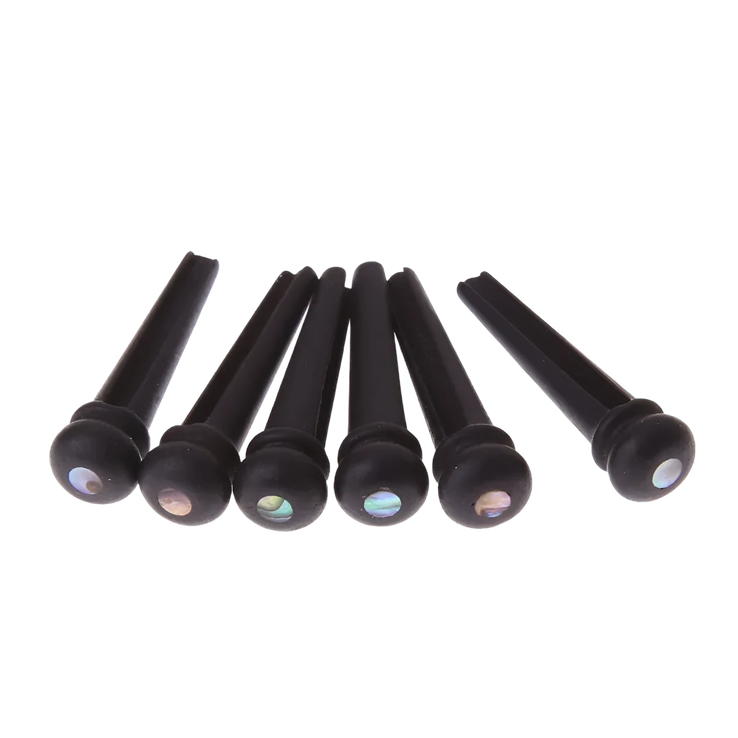 Six ebony folk guitar string nails with 5.3mm bayonet diameter for 40-42 inch acoustic instruments