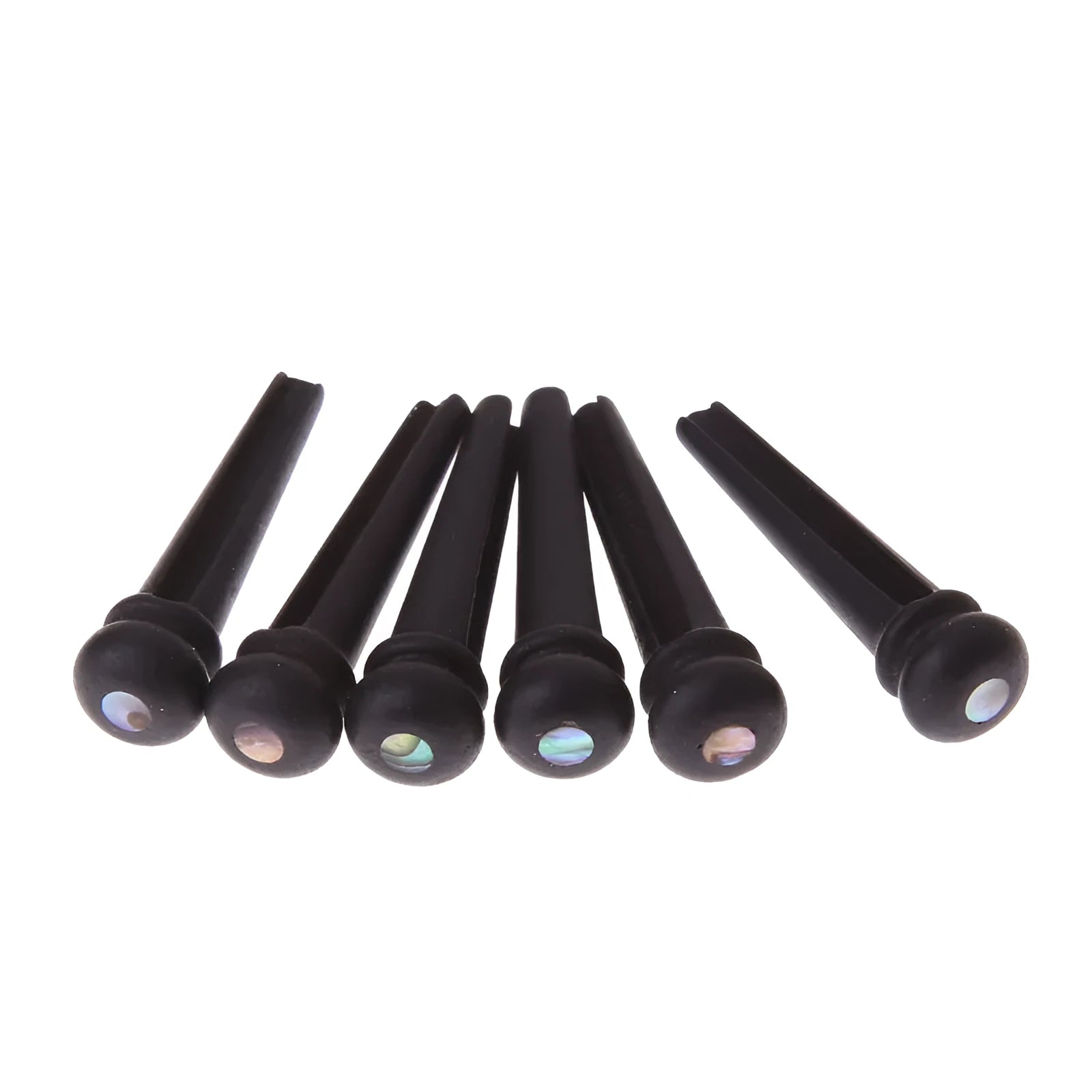 Six ebony folk guitar string nails with 5.3mm bayonet diameter for 40-42 inch acoustic instruments