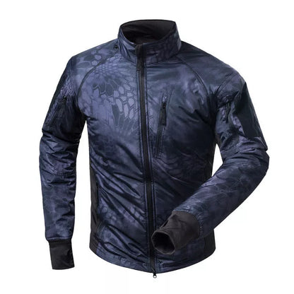 Durable nylon camouflage jacket for outdoor adventures, available in multiple sizes and colors.