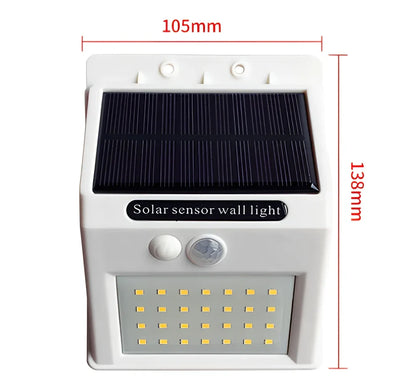 Solar sensor light in black ABS plastic with 20 LEDs and infrared motion detection, package 130x102x55mm