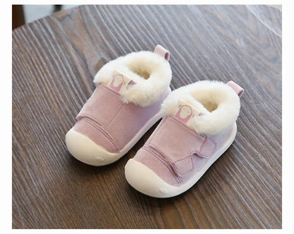 Velvet toddler shoes with non-slip soles in various colors